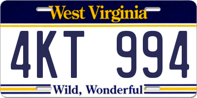 WV license plate 4KT994