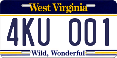 WV license plate 4KU001