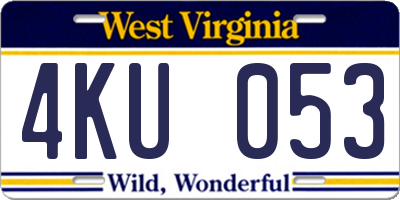 WV license plate 4KU053