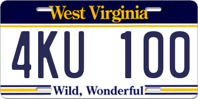 WV license plate 4KU100