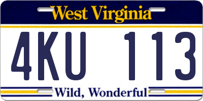 WV license plate 4KU113