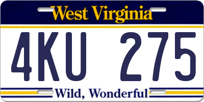 WV license plate 4KU275