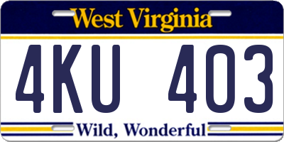 WV license plate 4KU403