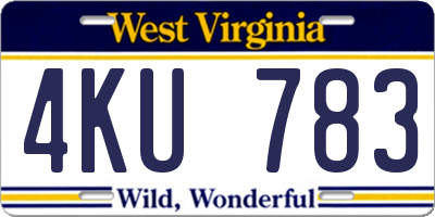 WV license plate 4KU783