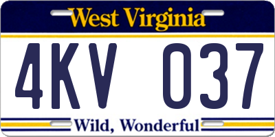 WV license plate 4KV037