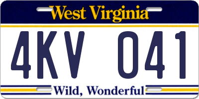 WV license plate 4KV041