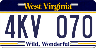 WV license plate 4KV070
