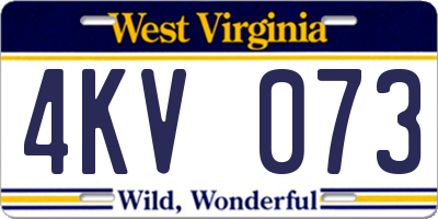 WV license plate 4KV073