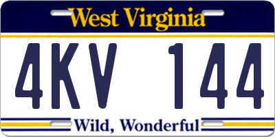 WV license plate 4KV144