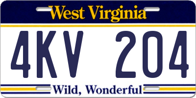 WV license plate 4KV204