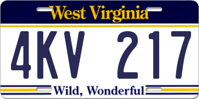WV license plate 4KV217