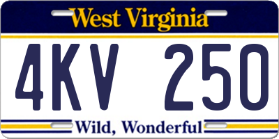 WV license plate 4KV250