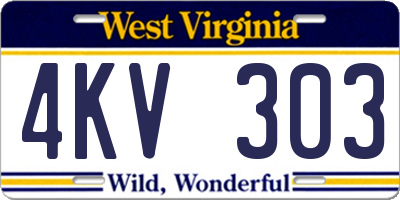 WV license plate 4KV303