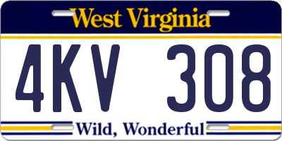WV license plate 4KV308