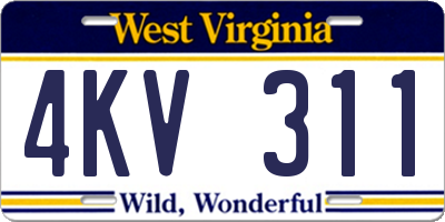 WV license plate 4KV311