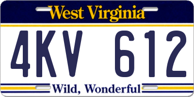 WV license plate 4KV612