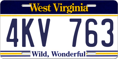 WV license plate 4KV763