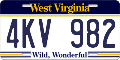 WV license plate 4KV982