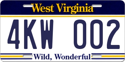 WV license plate 4KW002