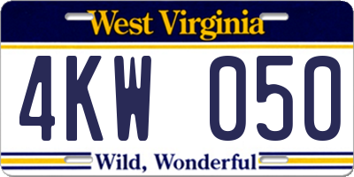 WV license plate 4KW050