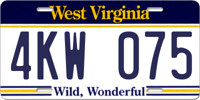 WV license plate 4KW075