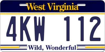 WV license plate 4KW112