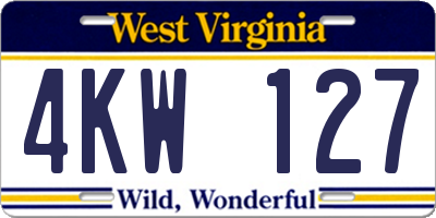 WV license plate 4KW127