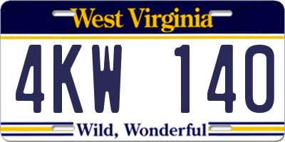 WV license plate 4KW140