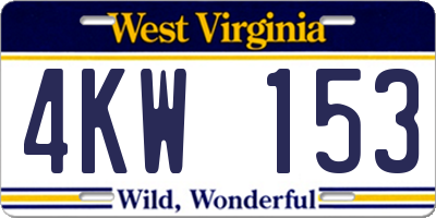 WV license plate 4KW153