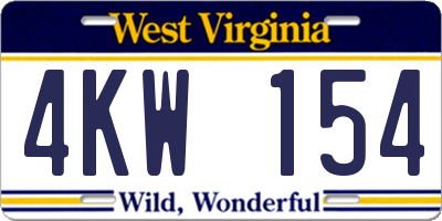 WV license plate 4KW154