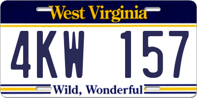 WV license plate 4KW157