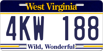 WV license plate 4KW188