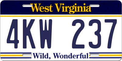 WV license plate 4KW237
