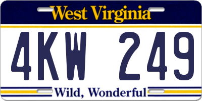 WV license plate 4KW249