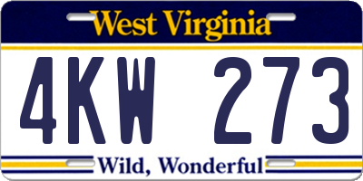 WV license plate 4KW273