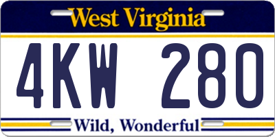 WV license plate 4KW280