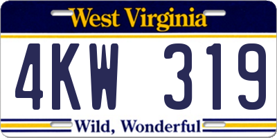 WV license plate 4KW319