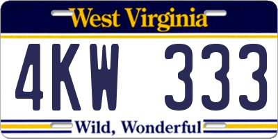 WV license plate 4KW333