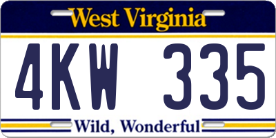 WV license plate 4KW335