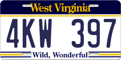 WV license plate 4KW397