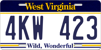 WV license plate 4KW423
