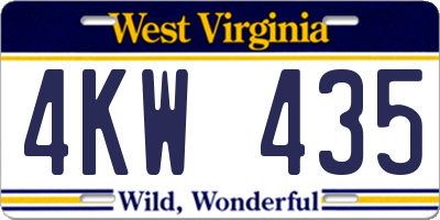 WV license plate 4KW435