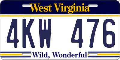 WV license plate 4KW476