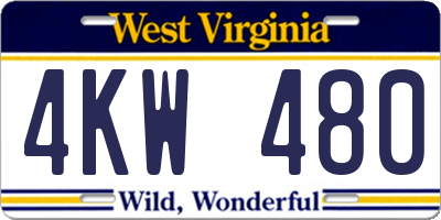 WV license plate 4KW480