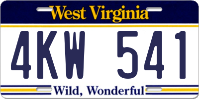 WV license plate 4KW541