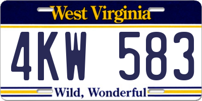 WV license plate 4KW583