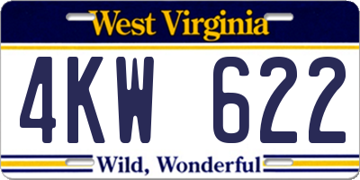 WV license plate 4KW622