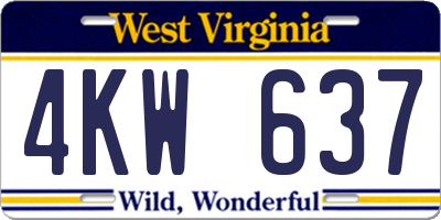 WV license plate 4KW637