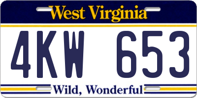 WV license plate 4KW653