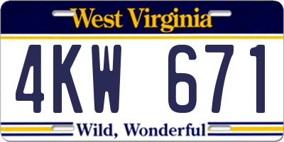 WV license plate 4KW671